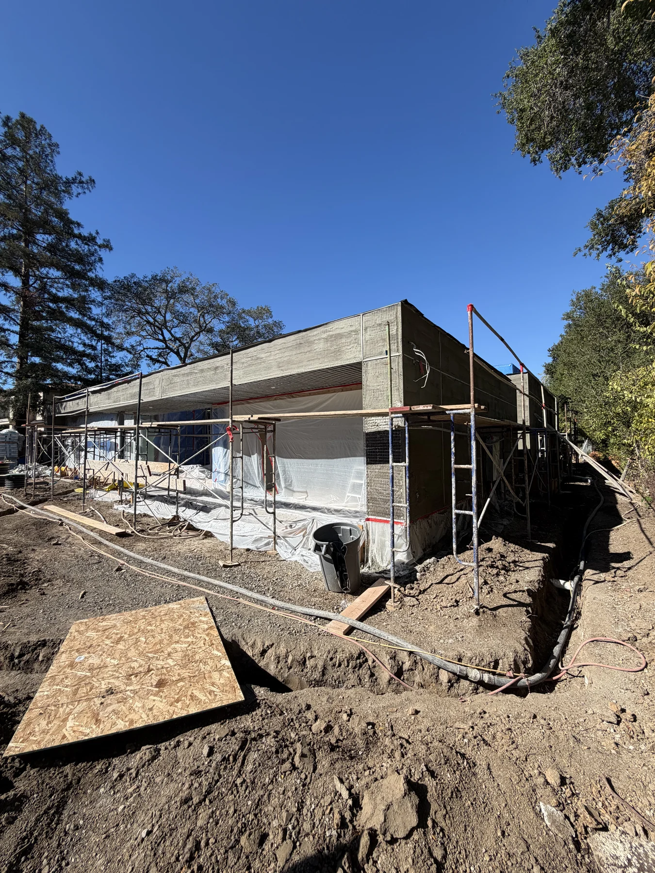 Modern Menlo Park exterior prepared for plaster application