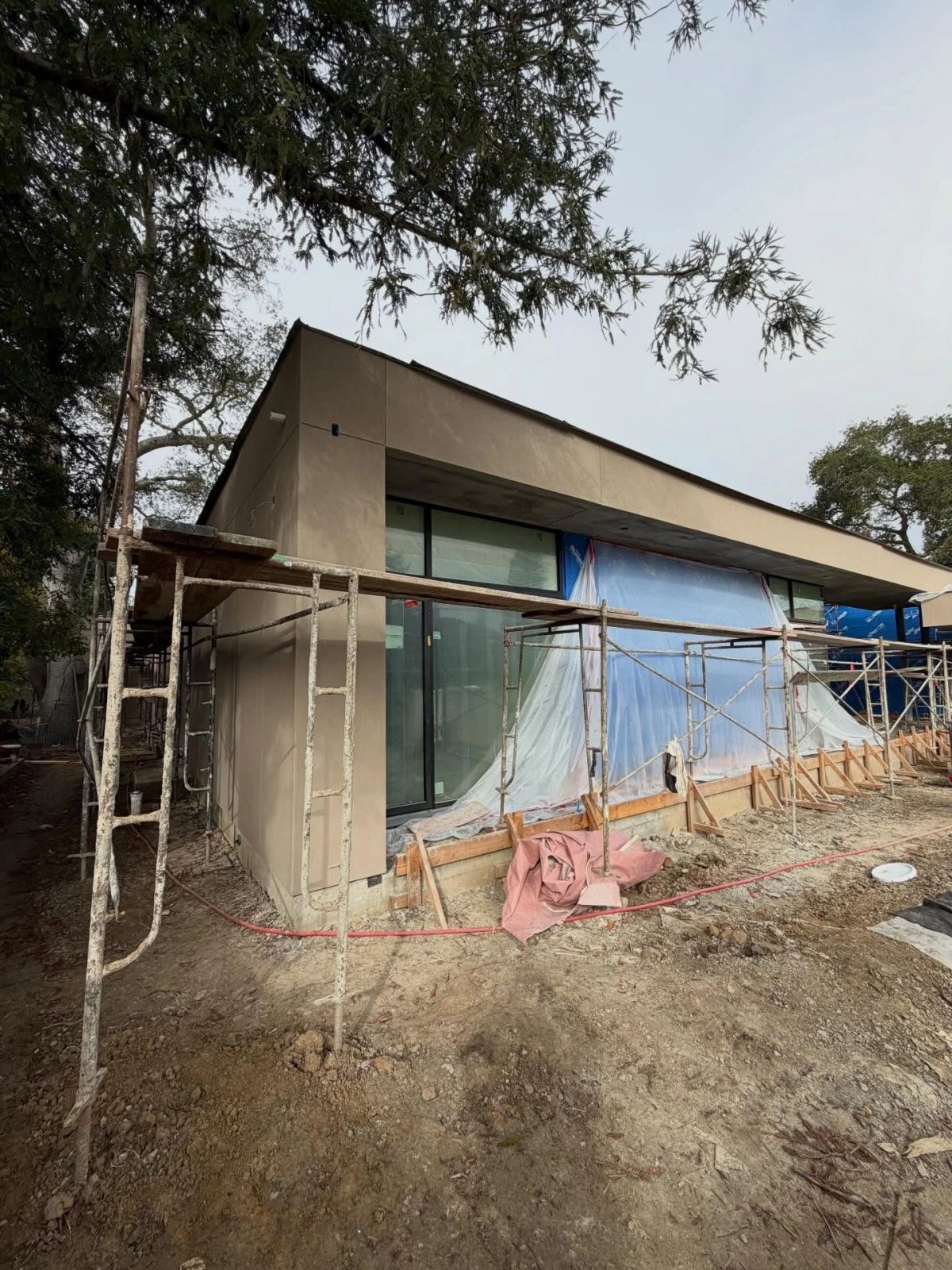 Stucco application on a contemporary home